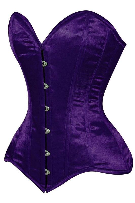 Daisy Dark Purple Satin Overbust Corset Sweetheart Neckline Busk Closure