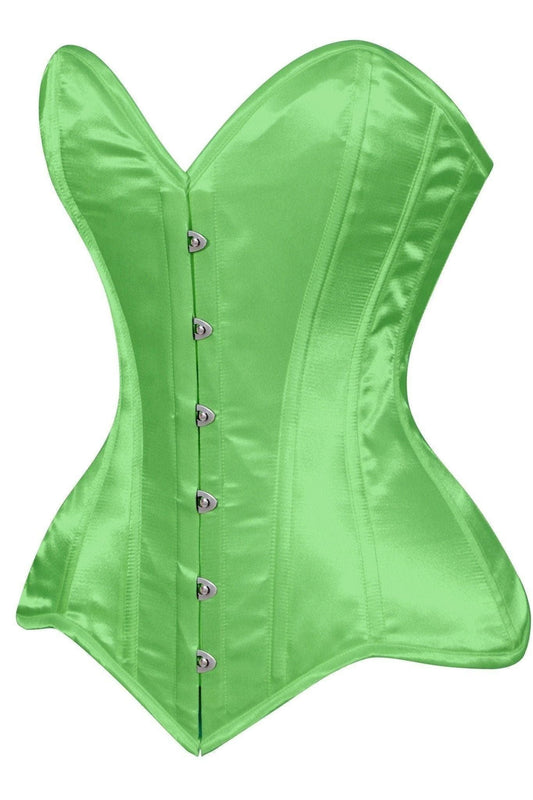 Daisy Green Satin Overbust Corset Sweetheart Neckline Busk Closure