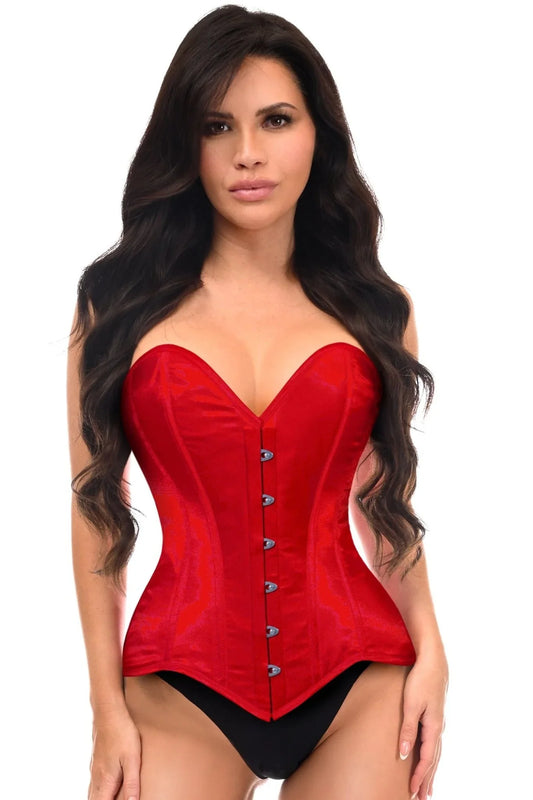Daisy Red Satin Overbust Corset Sweetheart Neckline Busk Closure