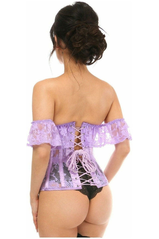 Lavish Sheer Lavender Lace Underbust Underwire Corset w/Ruffle Sleeve - Daisy Corsets
