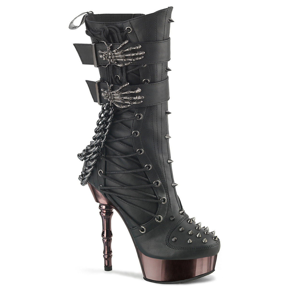 Demonia Muerto-159 Mid Calf Boot W/Skelton Buckles