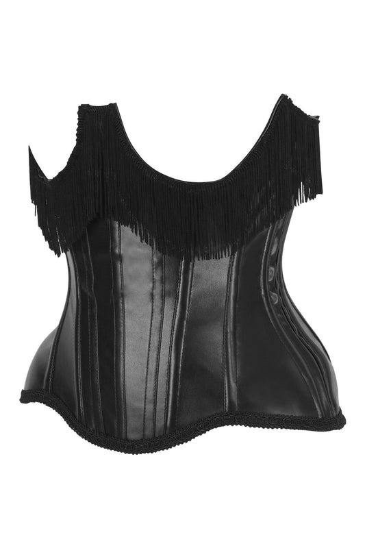 Daisy Faux Leather Steel Boned Underbust Corset w/Fringe