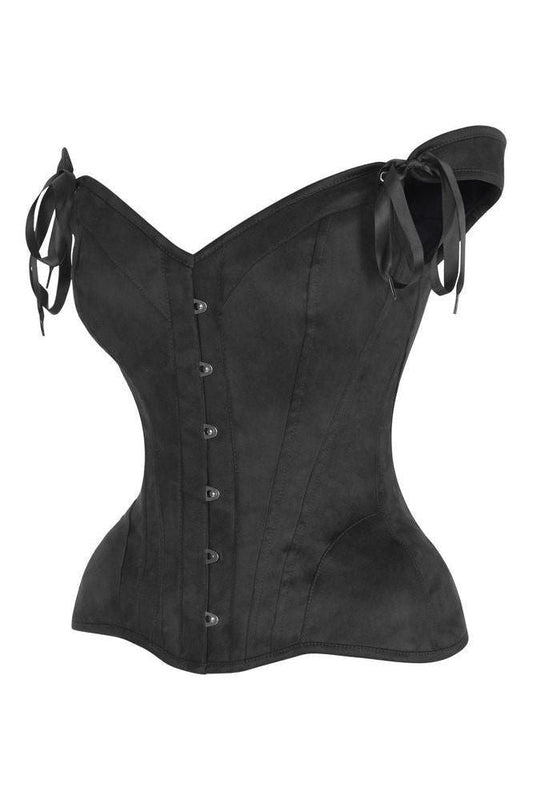 Daisy Black Suede Steel Boned Corset w/Straps