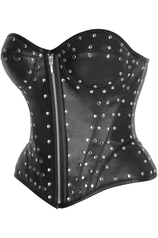 Top Drawer Faux Leather w/Rivets Steel Boned Underwire Bustier Corset Top - Daisy Corsets