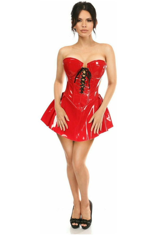 Top Drawer Red Patent Steel Boned Corseted Dress - Daisy Corsets