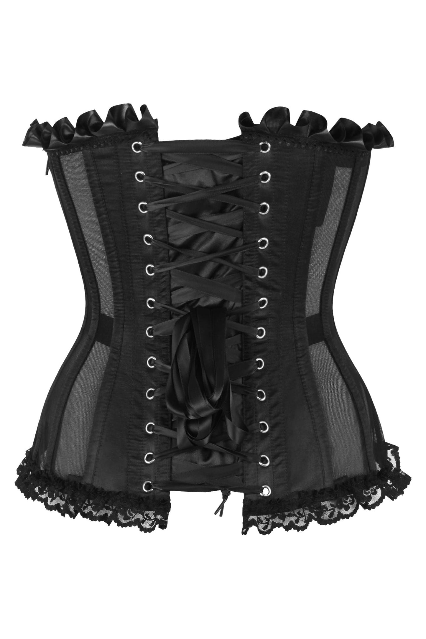 Top Drawer Steel Boned Black Mesh Underwire Bustier Corset - Daisy Corsets