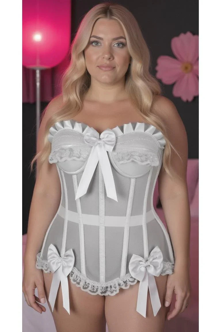Daisy Steel Boned White Mesh Underwire Bustier Corset