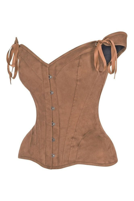 Daisy Tan Suede Steel Boned Corset w/Straps