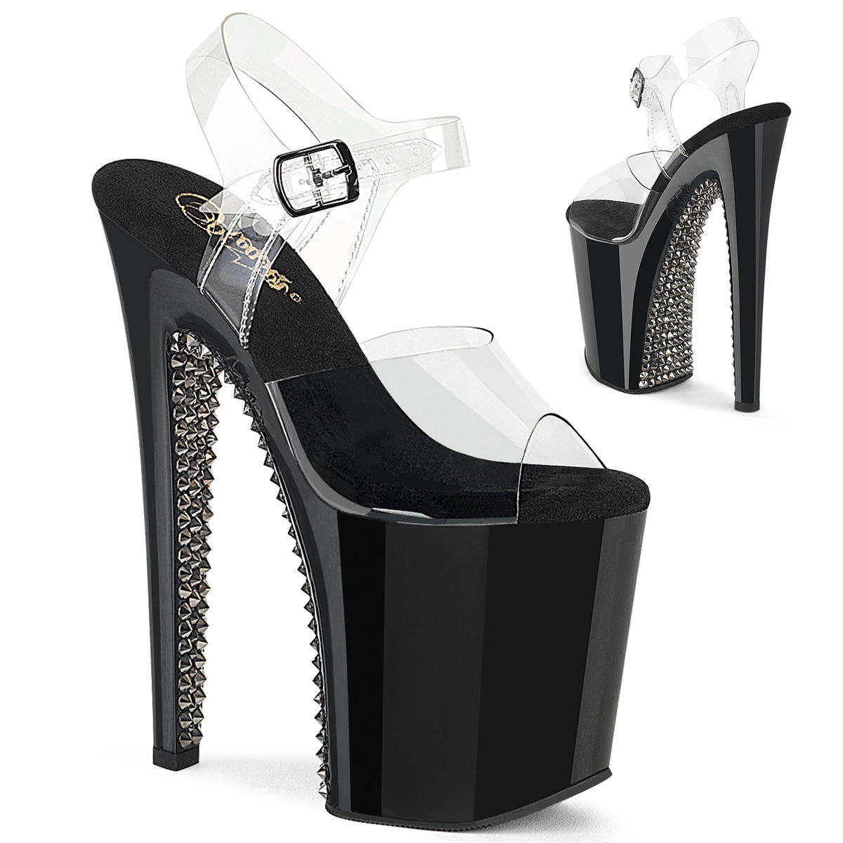 Pleaser Xtreme-808SPRS Ankle Strap Sandal w/ Spiked Rhinestones