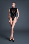 Allure 2008 Latex-Look Vinyl & Mesh Deep V Bodysuit