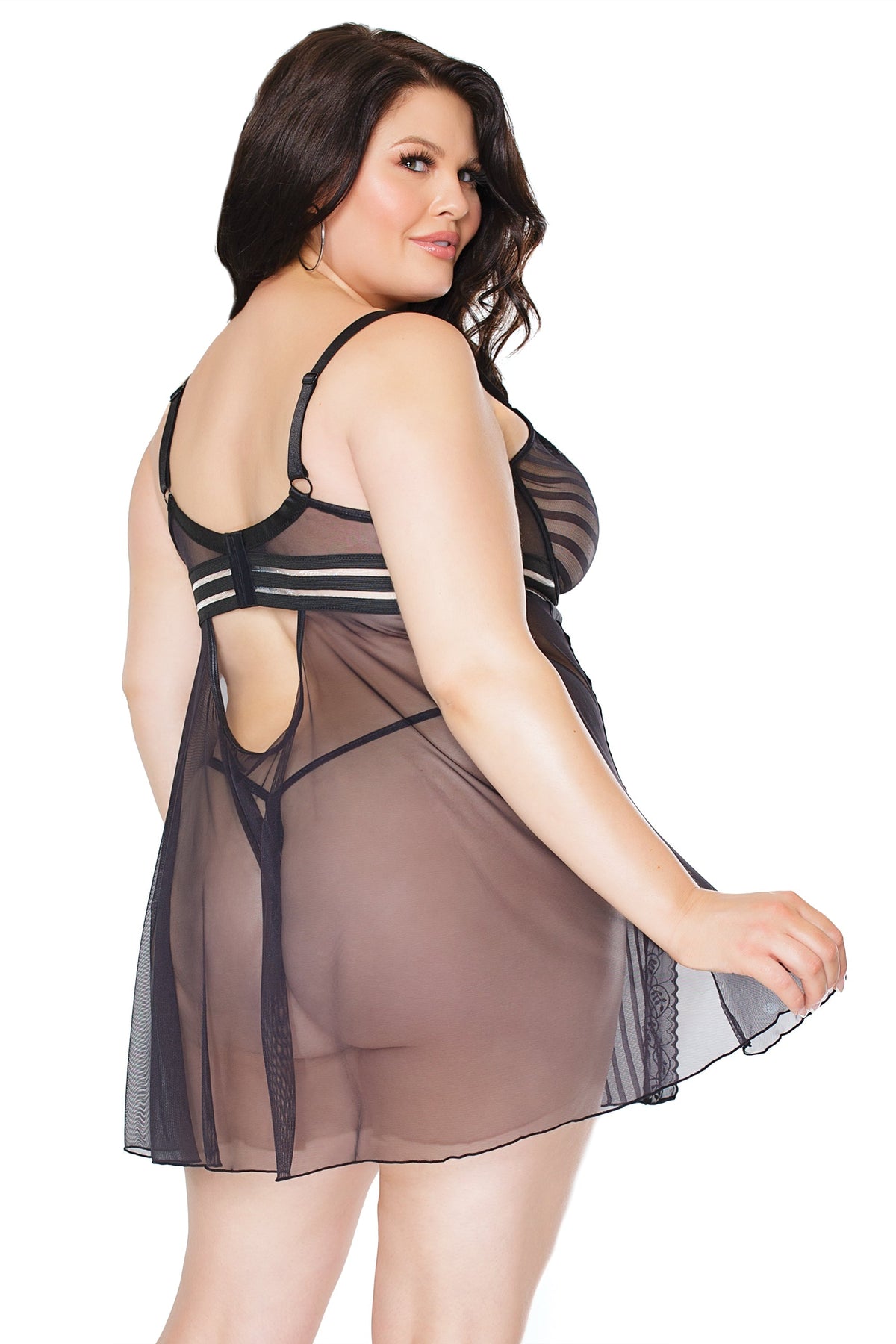 Coquette 22108 Striped Babydoll & Panty Set