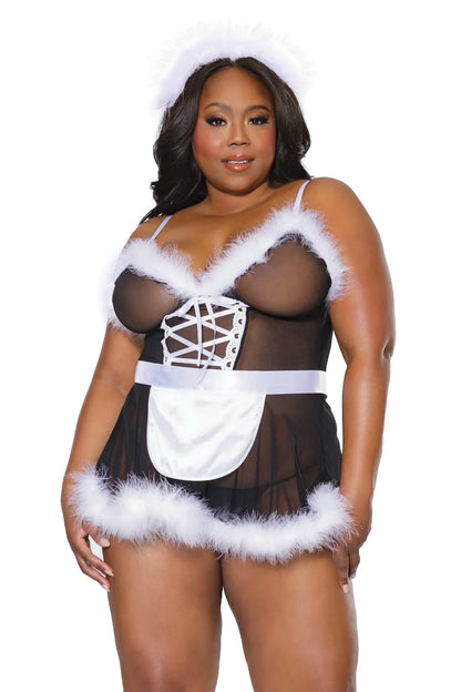 Coquette 23327 - Babydoll, Apron & Headpiece