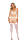 Embroidered Plus Size Mesh Cami Top With Underwire Cups and Panty
