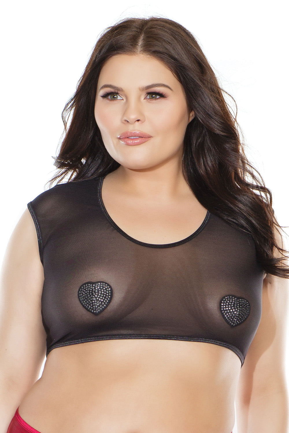 Coquette 3822X Plus Mesh Cap Sleeve Crop Top