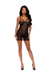 Elegant Moments Mesh And Crochet Lace Babydoll Set