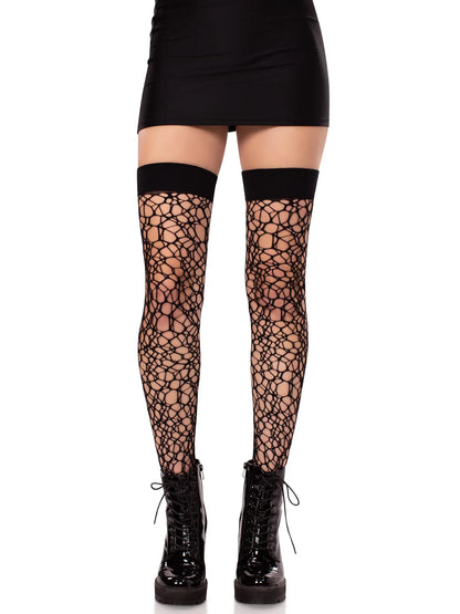 Fractured Net Thigh Highs