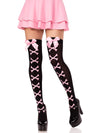 Crossbone Opaque Thigh High Stockings