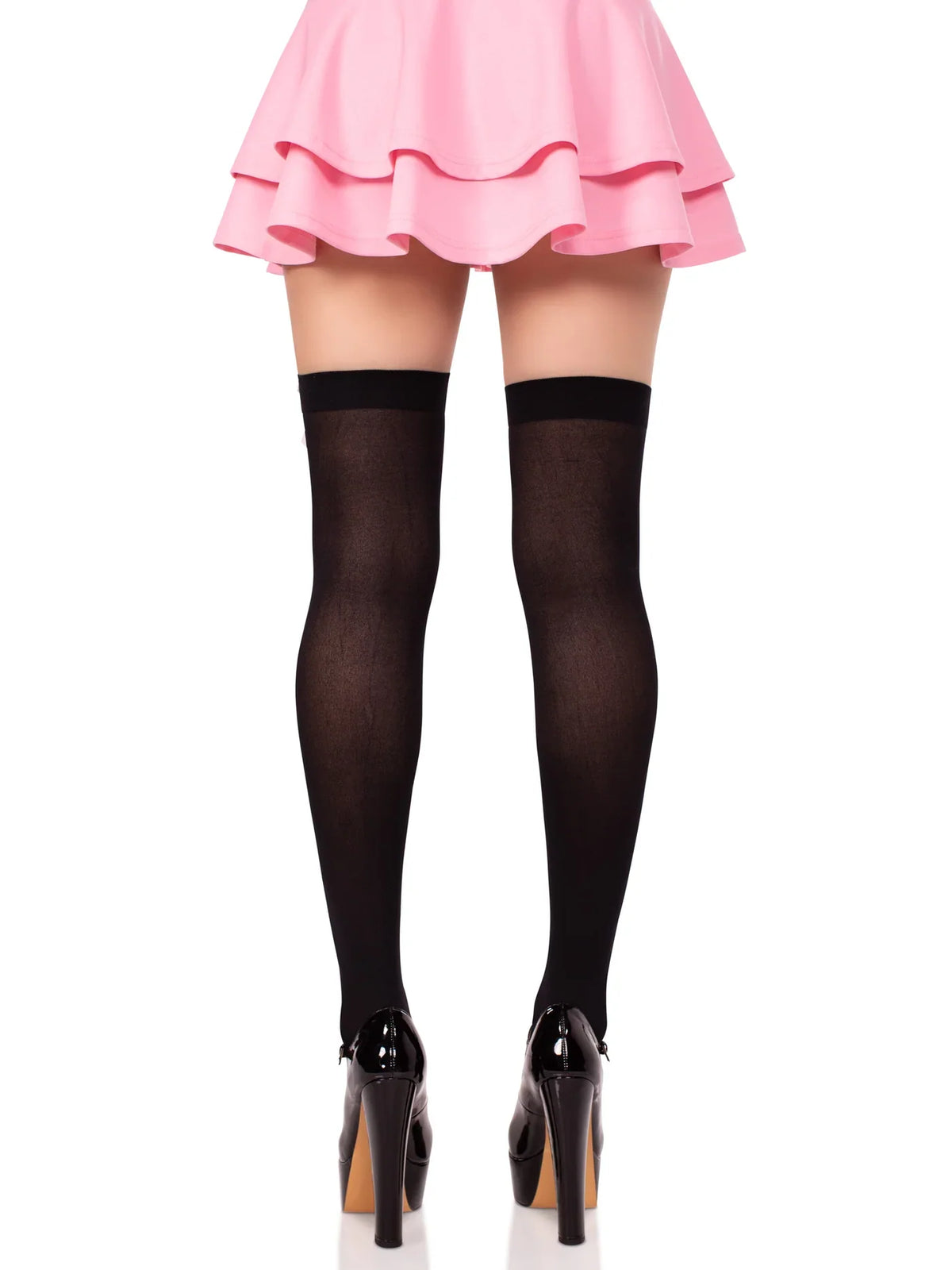 Crossbone Opaque Thigh High Stockings
