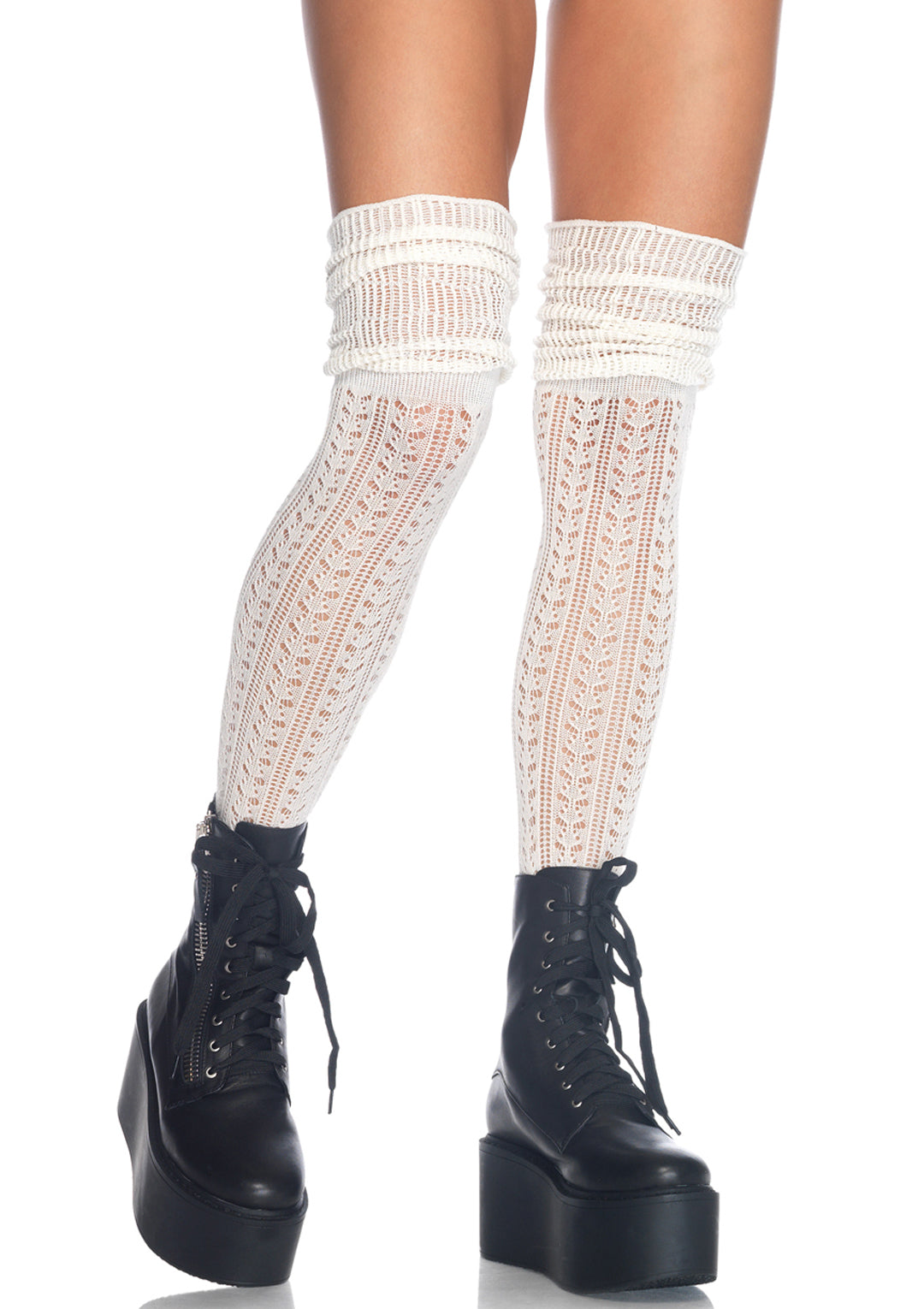 Leg Avenue  Acrylic Pointelle Over The Knee Scrunch Sock  6906