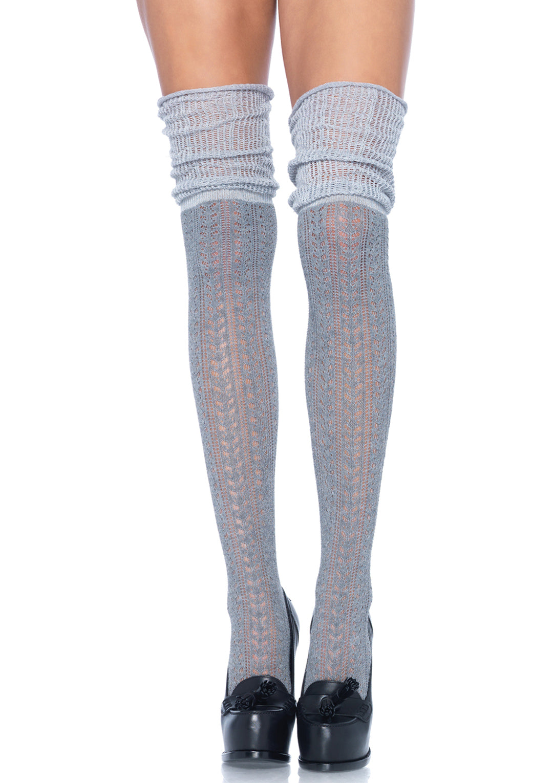 Leg Avenue  Acrylic Pointelle Over The Knee Scrunch Sock  6906