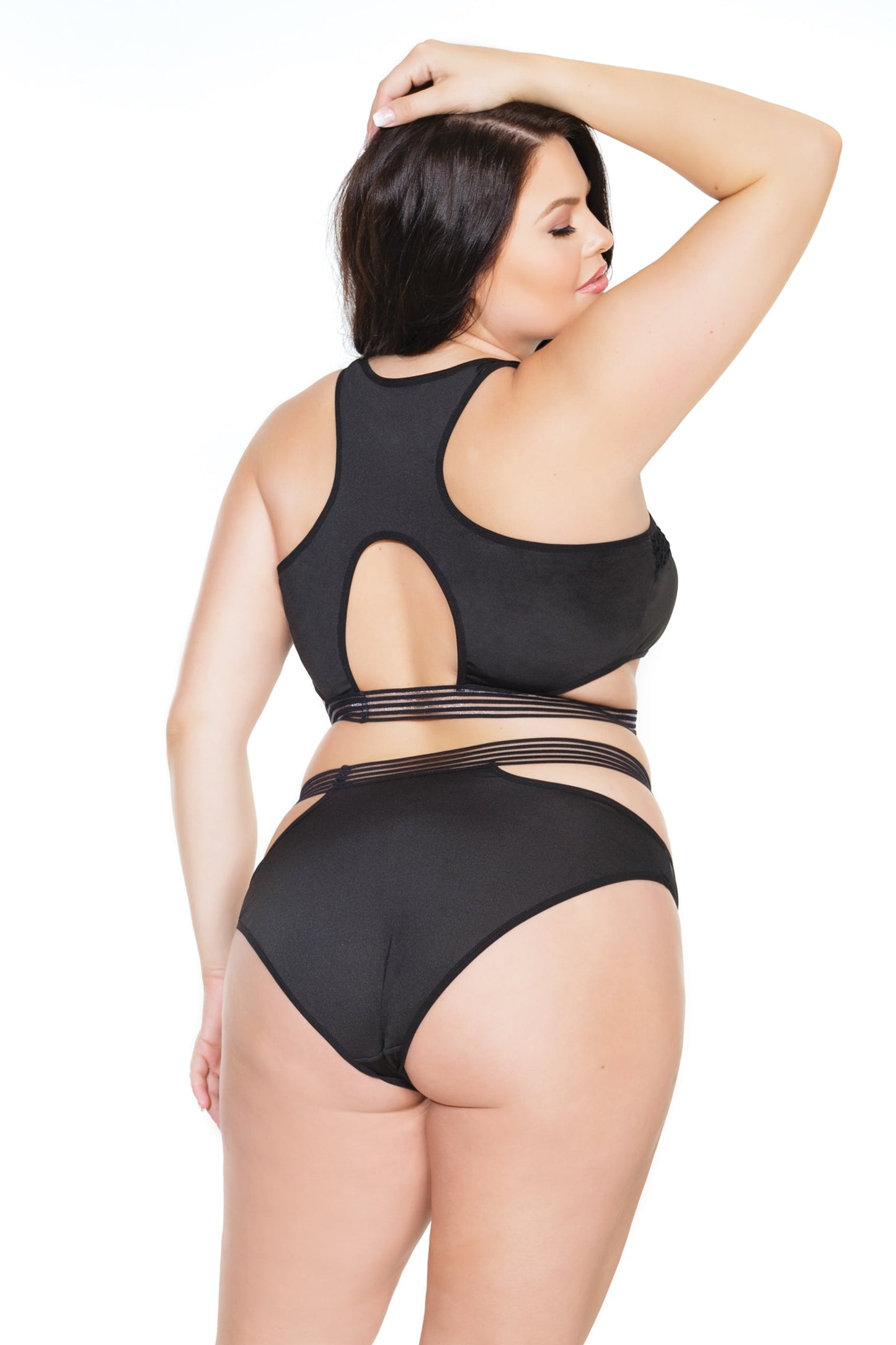 Coquette 7210X Plus Fence Net Crop Top With Panty Set