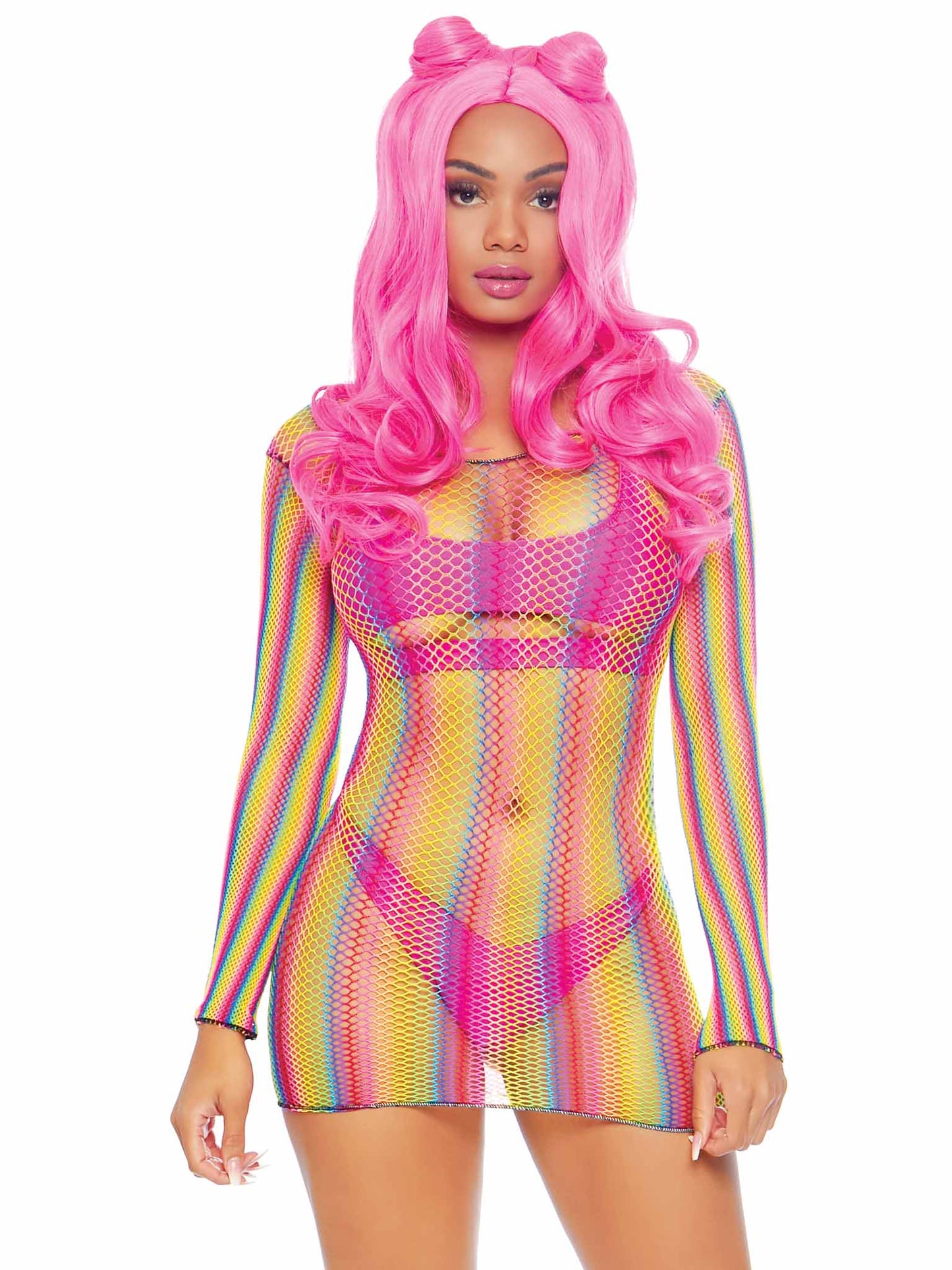 Leg Avenue Not Sorry Rainbow Net Dress