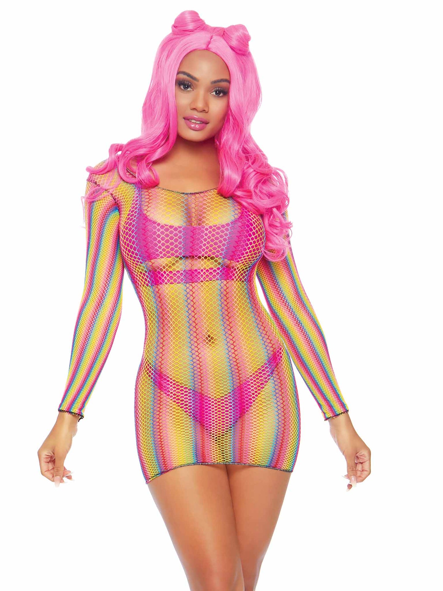Leg Avenue Not Sorry Rainbow Net Dress