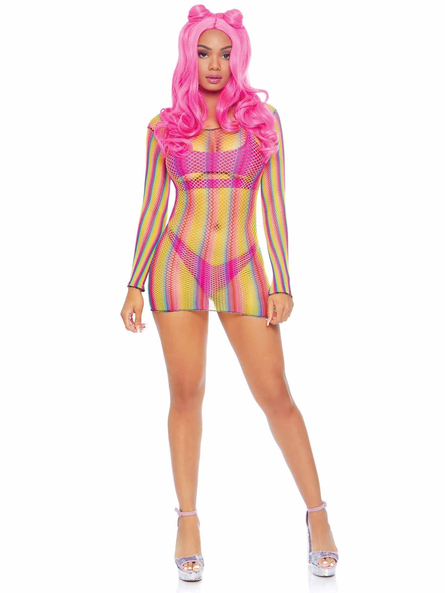 Leg Avenue Not Sorry Rainbow Net Dress