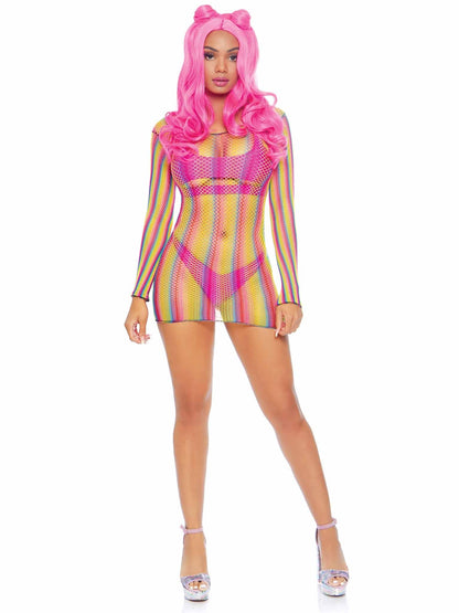 Leg Avenue Not Sorry Rainbow Net Dress