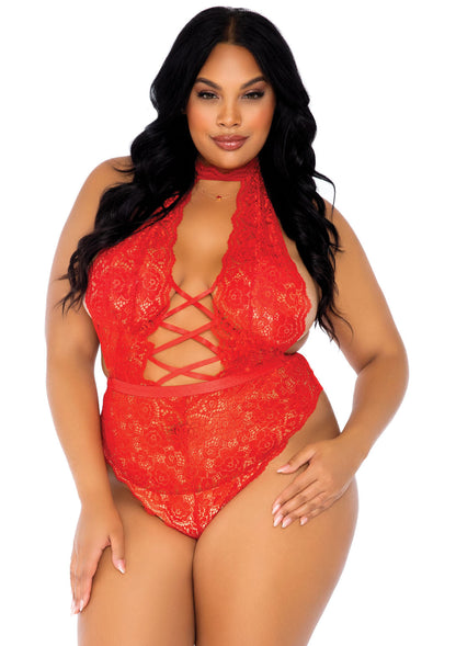 Leg Avenue  High Neck Floral Lace Backless Teddy  89245X