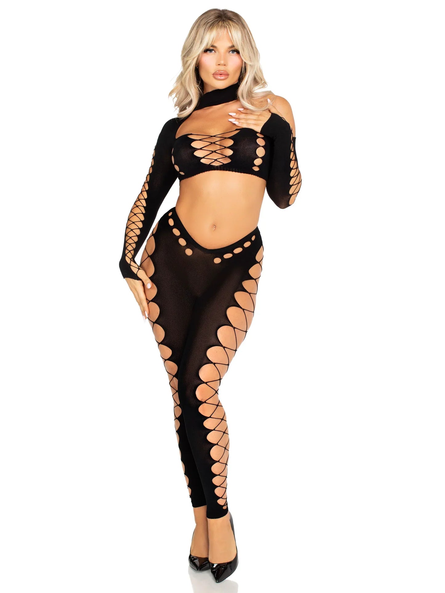 Notorious Crop Top and Footless Tights Set