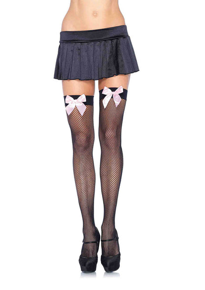 Leg Avenue  Fishnet Thigh Hi Stocking W/Bow  9018