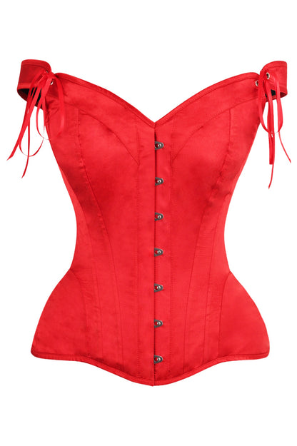Daisy TD-218 Red Satin Steel Boned Corset w/Straps