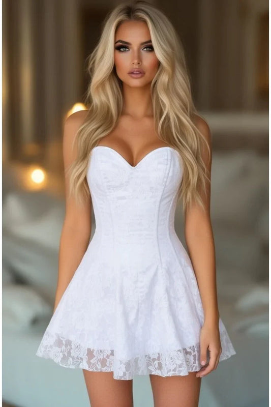 Daisy Corset White Lace Corset Dress