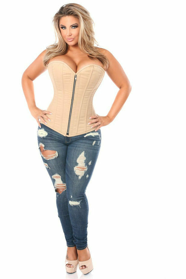 Daisy Tan Cotton Steel Boned Corset w/Zipper TD-047