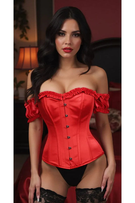 Daisy TD-097 Red Satin Overbust Corset w/Sleeves