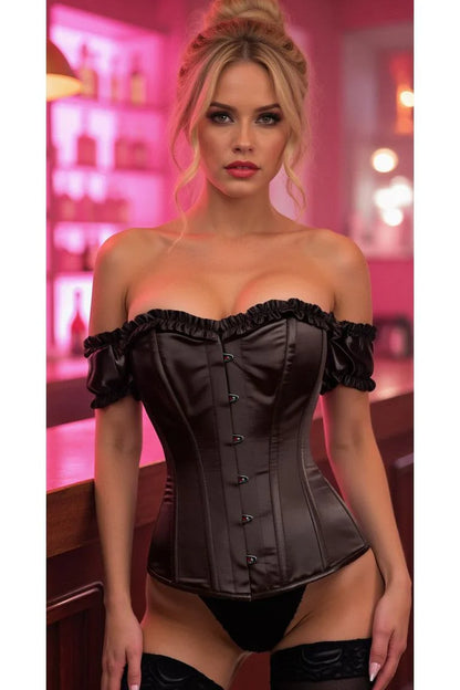 *Daisy TD-105 Black Satin Overbust Corset w/Sleeves