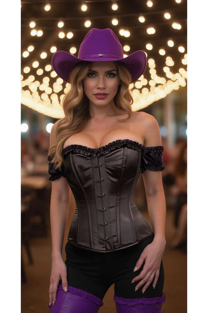 *Daisy TD-105 Black Satin Overbust Corset w/Sleeves
