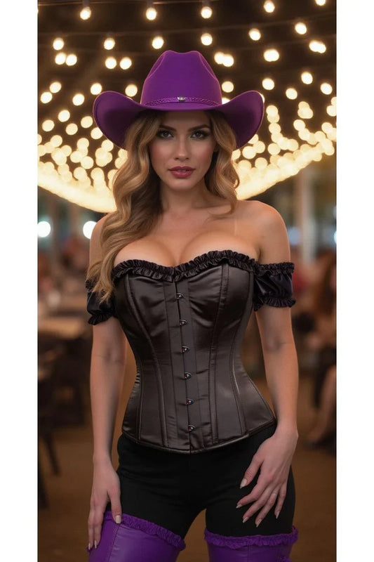 *Daisy TD-105 Black Satin Overbust Corset w/Sleeves