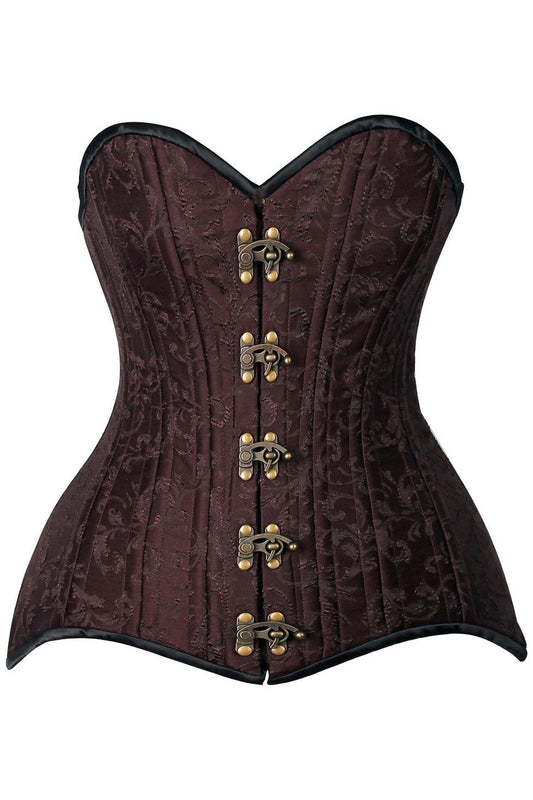 Daisy CURVY Brown Brocade Double Steel Boned Overbust Corset