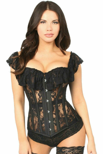 Daisy Black Sheer Lace Steel Boned Corset