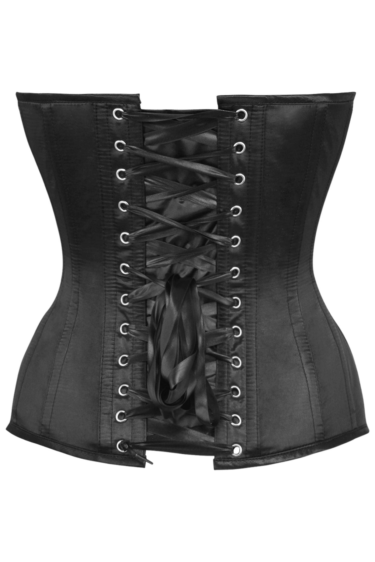 Black Satin Steel Boned Overbust Corset