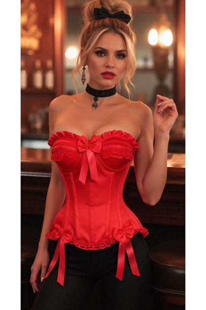 Daisy Red Satin Steel Boned Burlesque Corset
