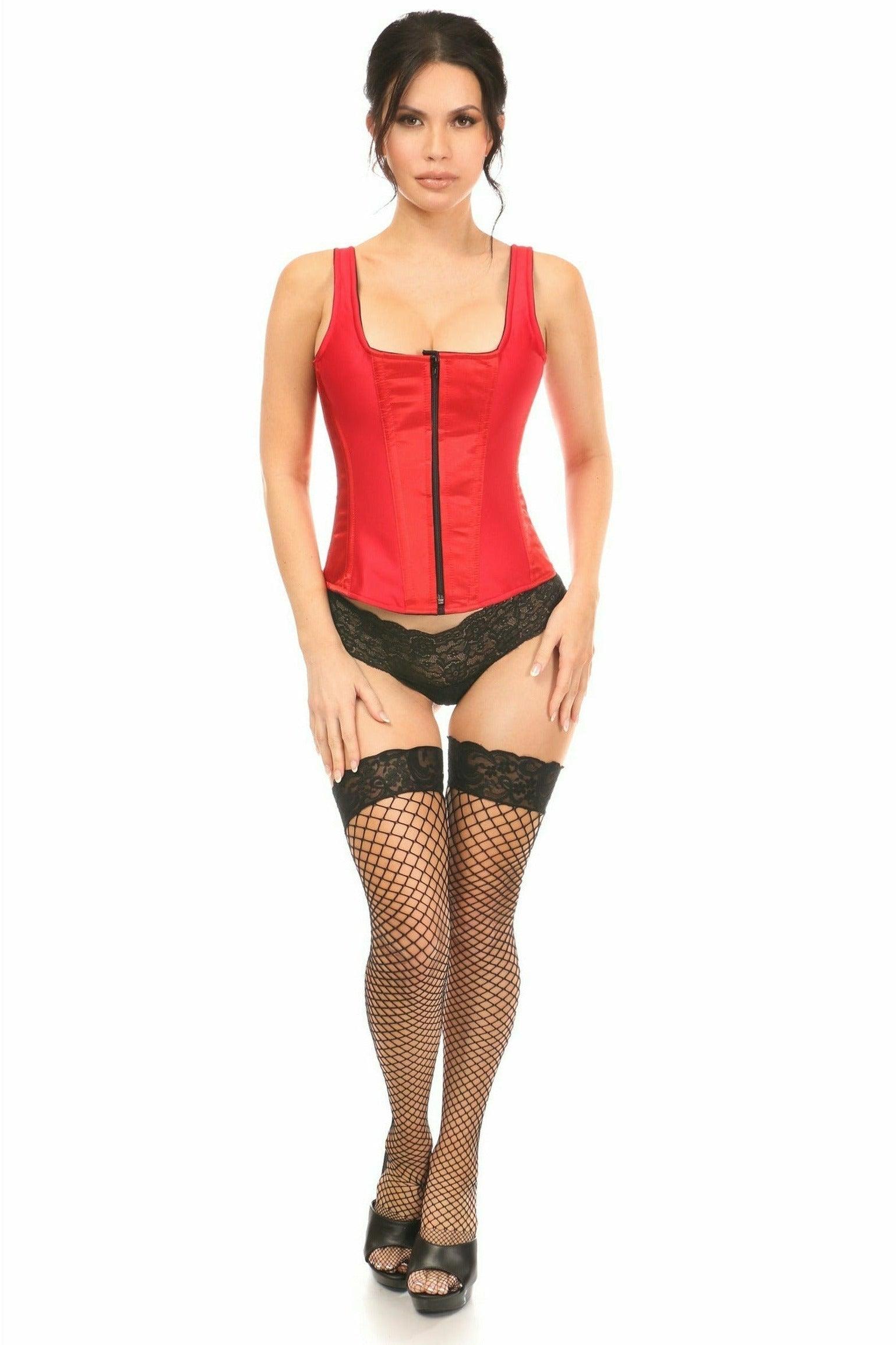 Daisy Red Satin Steel Boned Corset w/Straps TD-1724 - Sincity Playwear