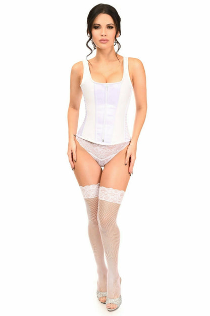 Daisy White Satin Steel Boned Corset w/Straps TD-1725