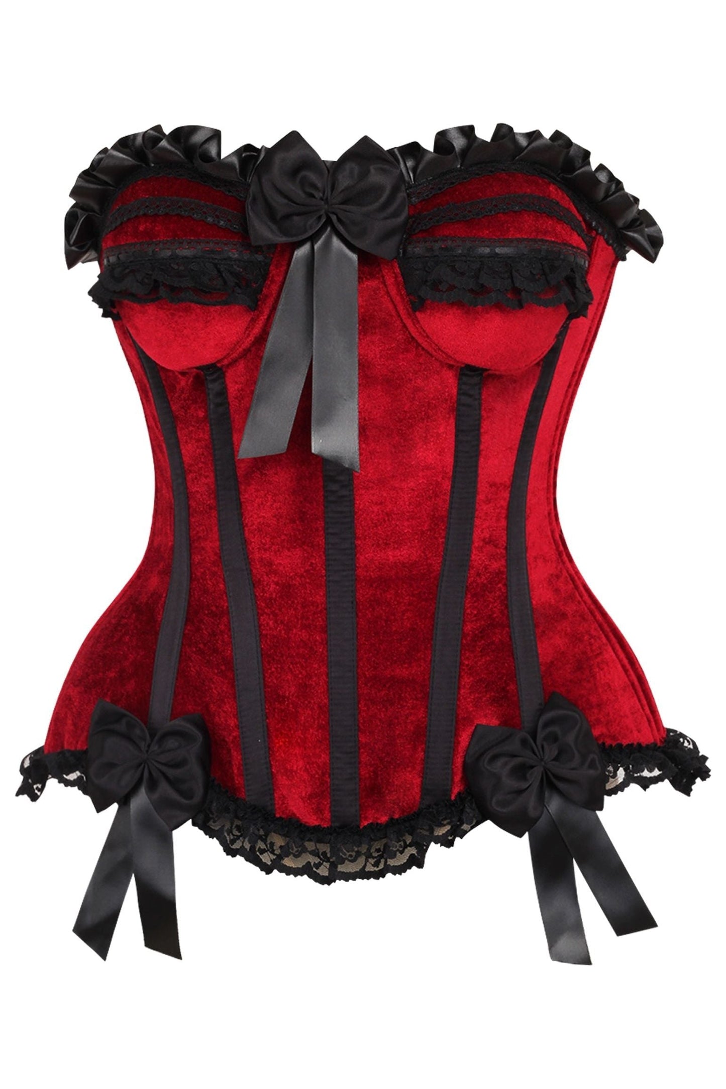 Daisy TD-174 Dark Red Velvet Steel Boned Burlesque Corset
