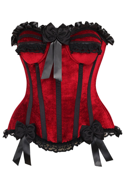 Daisy TD-174 Dark Red Velvet Steel Boned Burlesque Corset