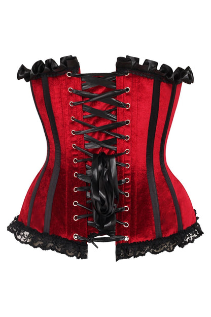 Daisy TD-174 Dark Red Velvet Steel Boned Burlesque Corset