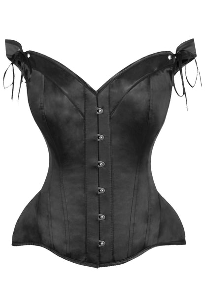 Daisy TD-181 Black Satin Steel Boned Corset w/Straps