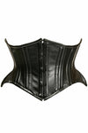Daisy TD-1829 Black Faux Leather Double Steel Boned Curvy Cut Waist Cincher